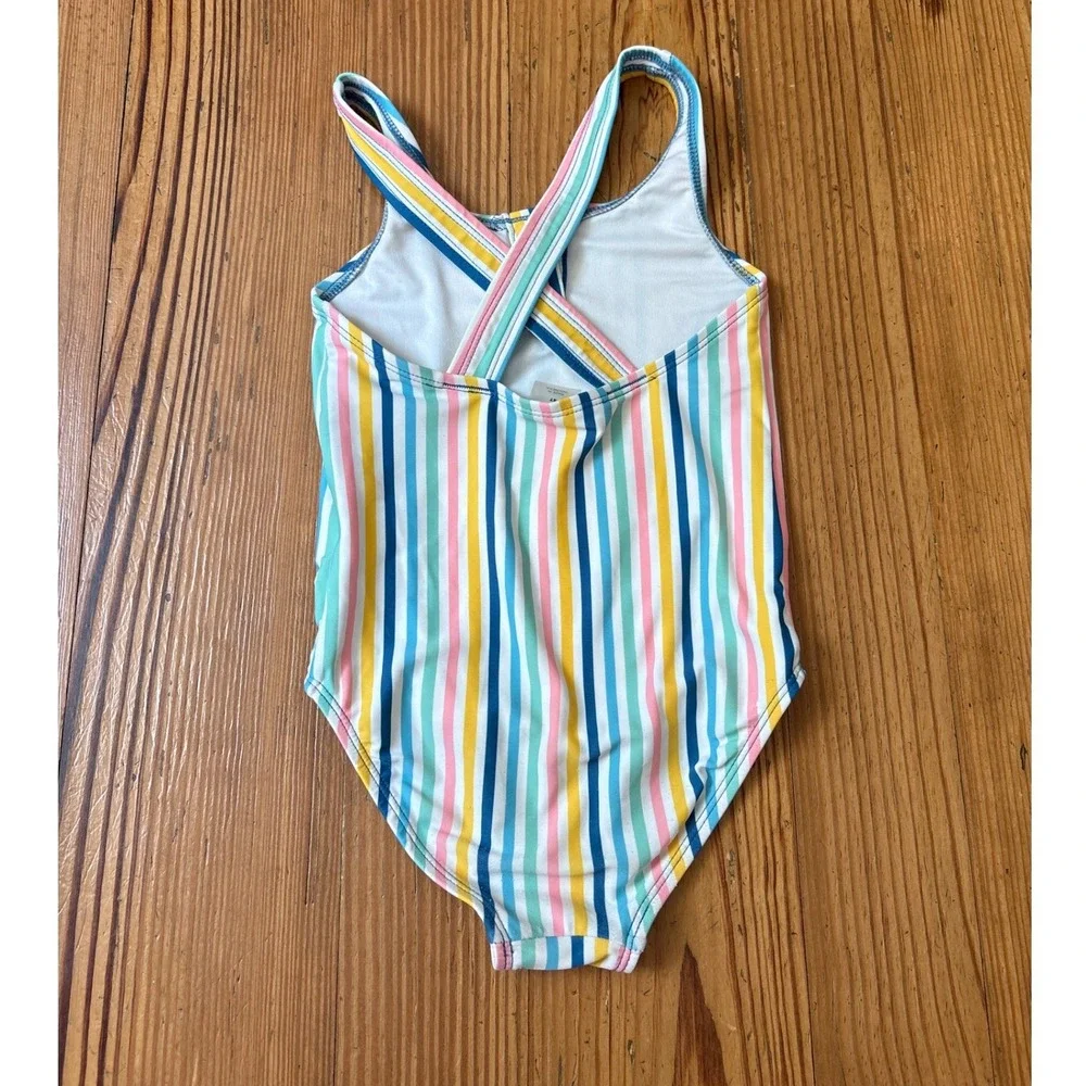 Old Navy One Piece Swimsuit Kids Multicolor Striped Racerback SIZE 4T‎